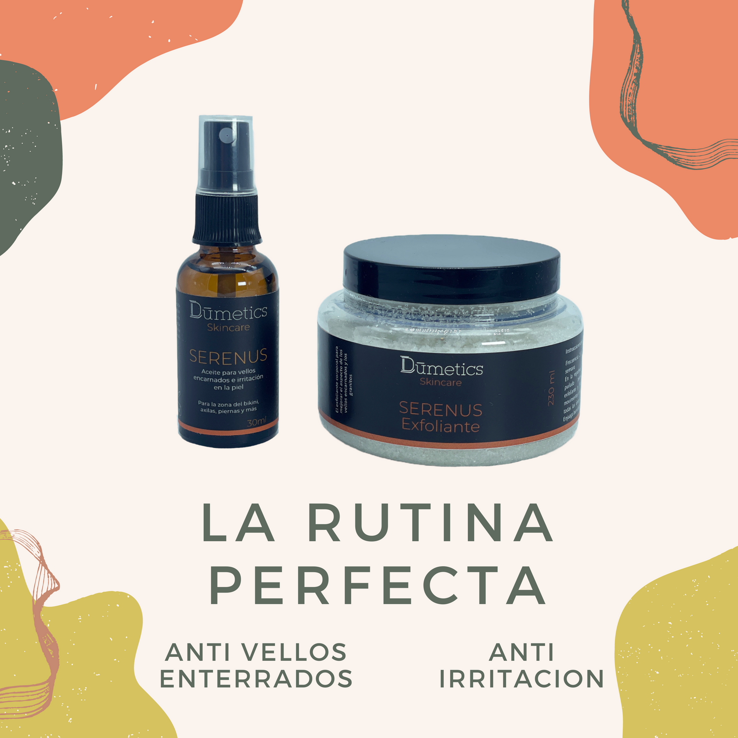 Foto de Rutina Serenus, aceite y exfoliante.