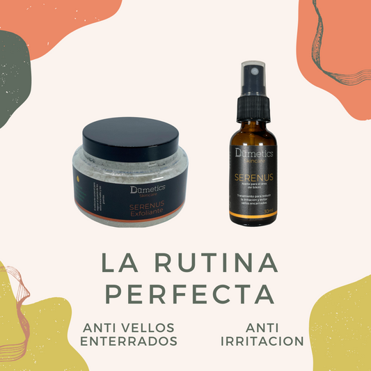 Rutina Serenus - Aceite y Exfoliante anti vellos enterrados e irritación